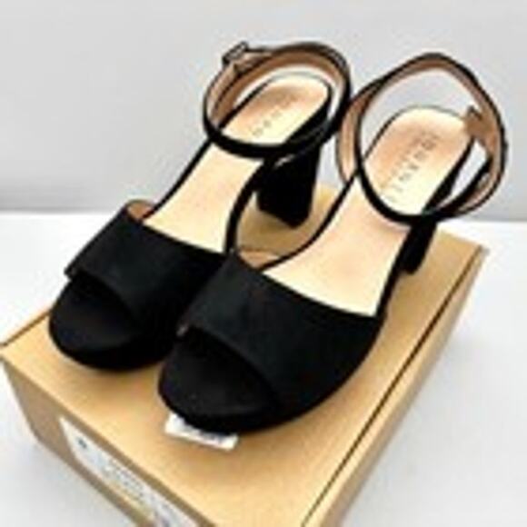 Journee Collection Heels Sandals Size 8 Black Womens Nairri Platform Strappy - Picture 1 of 7